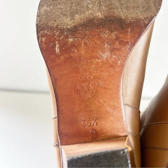 Vintage Gucci Cowboy Western Boots Interlocking GG Logo Tan Beige Size US 6.5 - Picture 13 of 13